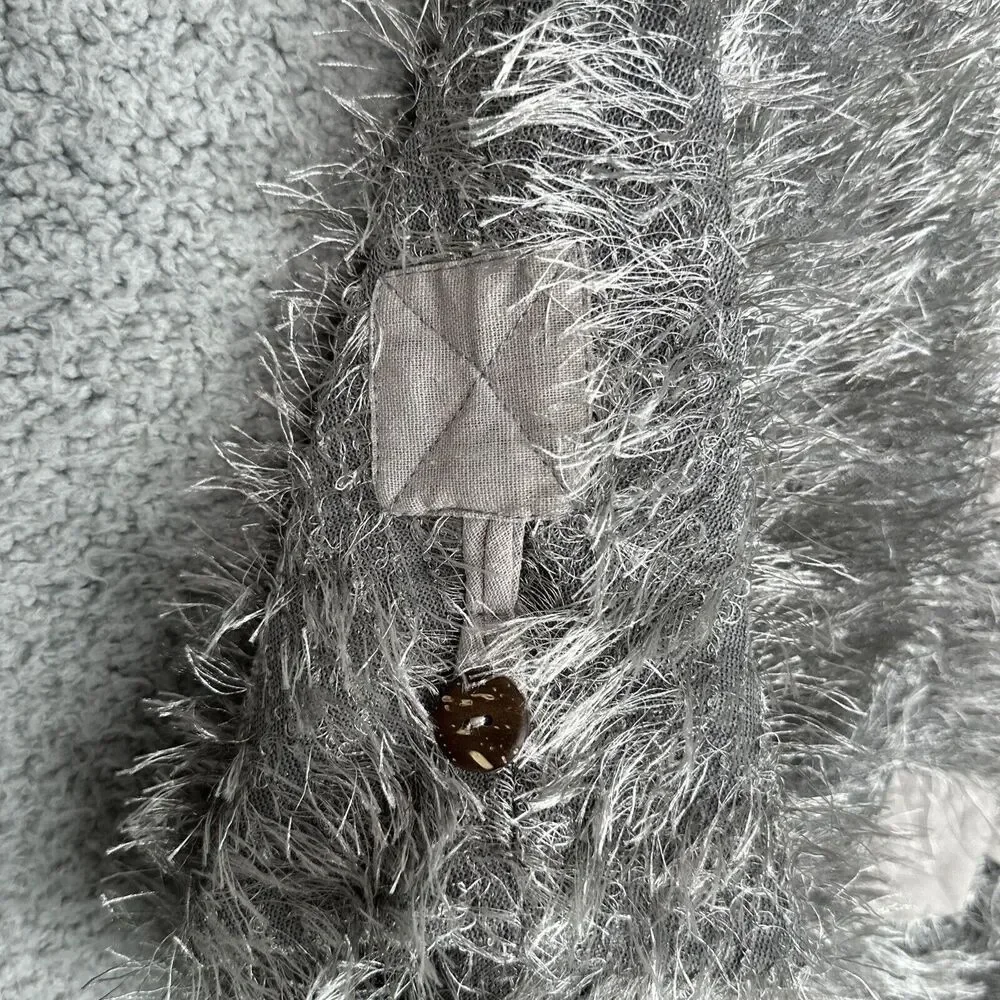Kaktus‎ Gray Fuzzy Textured Cardigan Sweater Women’s Small Boho Button Front
